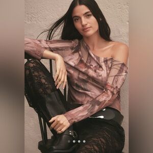 NWT BY ANTHROPOLOGIE OFF SHOULDER DEGAS PRINTED TOP SIZE MEDIUM